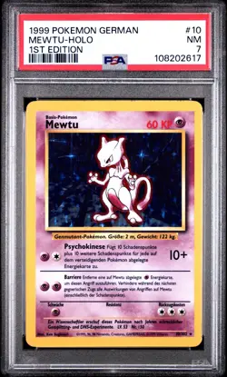1999 Pokemon Game #10 Mewtu Mewtwo Base Set Holo German Card PSA 7 *READ* - Image 1