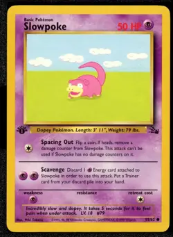 Slowpoke 55/62 1st Edition Regular Non Holo WoTC Pokemon Fossil Set LP English - Image 1
