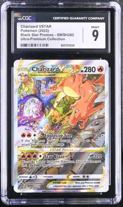 CGC 9 MINT Charizard VSTAR SWSH262 FULL ART HOLO PROMO Pokemon Card 2022 - Image 1