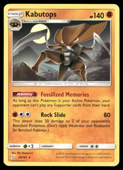 Pokemon Cards Kabutops 78/181 Team Up Sun & Moon Rare NM - Image 1