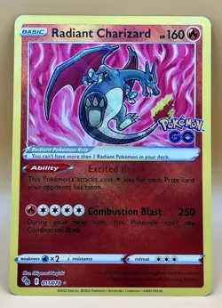 Radiant Charizard 011/078 – Pokemon GO (Radiant Holo) - NM - 2022 Pokemon TCG - Image 1