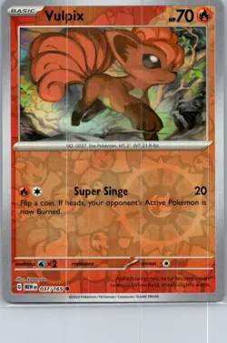 Pokemon Vulpix SV: Scarlet & Violet 151 037/165 Near Mint NM Reverse Holo - Image 1
