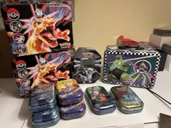Pokemon TCG Empty Tin Lot Pokemon Including Rare Black And White Reshiram Tin - Image 1
