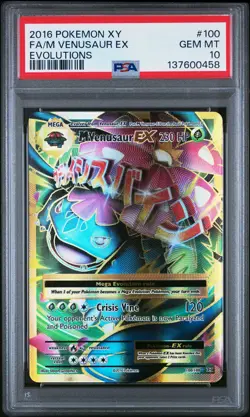 2016 POKEMON XY EVOLUTIONS #100 FULL ART/M VENUSAUR EX PSA 10 - Image 1