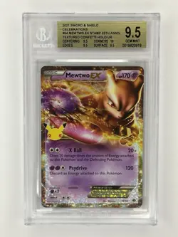 Mewtwo EX 54 Sword & Shield Pokemon Celebrations GEM MINT BGS 9.5 GOLD LABEL - Image 1