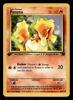 Ponyta 64/82 Common Team Rocket 1st Edition WOTC Pokemon NM - Image 1