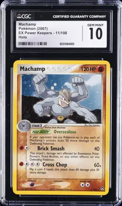 2007 POKEMON EX POWER KEEPERS HOLO #11 MACHAMP CGC 10 GEM MINT - Image 1