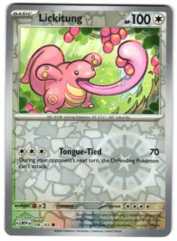 Lickitung 108/165 Reverse Holo SV: Scarlet & Violet 151 English Pokemon NM - Image 1