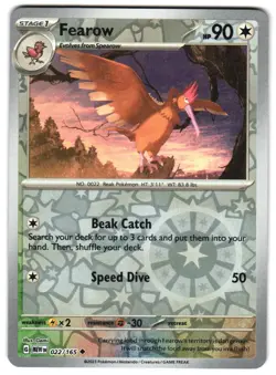Fearow 022/165 Reverse Holo SV: Scarlet & Violet 151 English Pokemon NM - Image 1