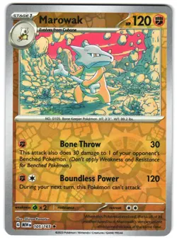 Marowak 105/165 Reverse Holo SV: Scarlet & Violet 151 English Pokemon NM - Image 1