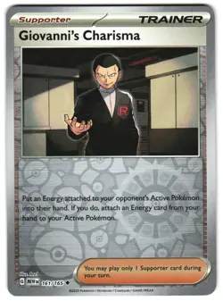 Giovanni's Charisma 161/165 Reverse Holo Scarlet & Violet 151 English Pokemon NM - Image 1