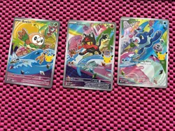 Pokemon First Partner Illustration Collection Popplio, Litten, Rowlet + stickers - Image 1