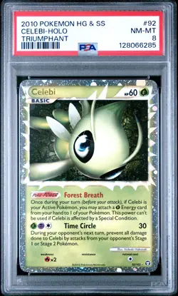 2010 POKEMON HEARTGOLD & SOULSILVER TRIUMPHANT #92 CELEBI-HOLO PSA 8 - Image 1