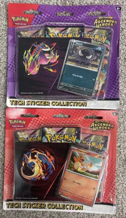 Pokemon Ascended Heroes 3 Pack Tech Sticker Collection Lot Ghastly & Charmander - Image 1