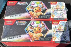 2 Pokemon Prismatic Evolutions Sam’s Club Exclusive Surprise Box Booster Bundle - Image 1
