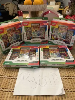 5x Pokemon First Partner Illustration Collection Series 1 SEALED IN HAND - Image 1