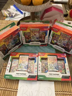 5x Pokemon First Partner Illustration Collection Series 1 SEALED IN HAND - Image 2
