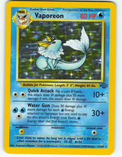 Vaporeon - Holo - 12/64 Jungle Set - Pokemon TCG - 1999 - Image 1