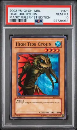 2002 YU-GI-OH! MRL-MAGIC RULER 1ST ED #025 HIGH TIDE GYOJIN PSA 10 - Image 1