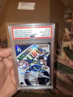 2025 One Piece Dodgers Monkey D. Luffy PSA 10 Auto 10 Erica Schroeder Signed - Image 3