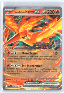 Team Rocket's Moltres ex 031/182 STAMPED Pokemon Destined Rivals Double Rare - Image 1