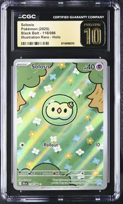 Solosis 118/086 Pokemon Black Bolt Illustration Rare CGC Pristine 10 - Image 1