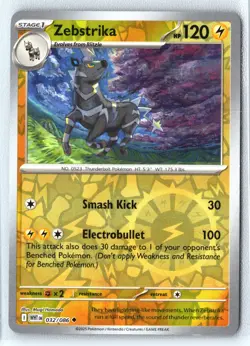 Zebstrika 032/086 Pokemon TCG Scarlet & Violet White Flare Reverse Holo Rare - Image 1