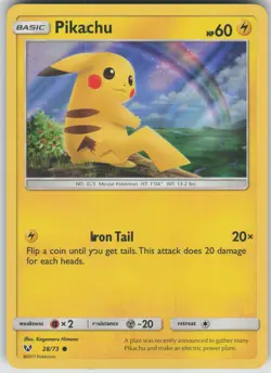 Pokemon TCG Pikachu Common Shining Legends 28/73 - Image 1