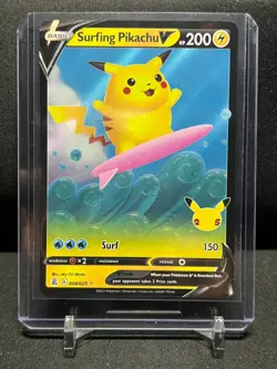 Surfing Pikachu V 008/025 Holo Rare Pokemon 2021 Celebrations NM - Image 1