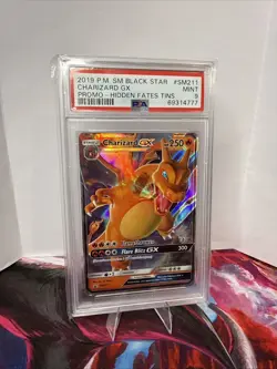 2019 Pokemon Black Star Promo Hidden Fates Tins Charizard GX SM211 PSA 9 MINT - Image 1