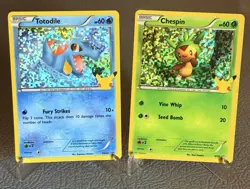 Pokemon Totodile 18/25 & Chespin 6/25 Holo McDonald's 2021 25th Anniversary NM - Image 1