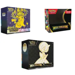 BUNDLE Pokemon TCG Mega Evolution Booster Box, Elite Trainer, and Surging Sparks - Image 1