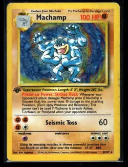 1999 Base Set Machamp 008/102 Deck Exclusives Holo Rare Vintage Pokemon TCG - MP - Image 1