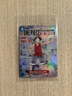 One Piece Monkey D. Luffy US Voyage College Basketball Promo Card MINT - Image 1
