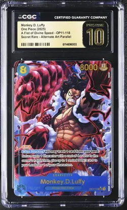 Monkey.D.Luffy OP11-118 One Piece A Fist of Divine Speed CGC Pristine 10 - Image 1