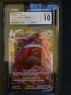 👻 CGC 10 ENGLISH Gengar VMAX Full Art 157/264 Pokemon Card Swsh0 Fusion Strike - Image 1