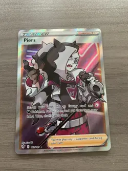 Pokemon TCG Piers Trainer Darkness Ablaze Full Art Holo Card 187/189 - Image 2