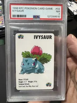 Ivysaur #02 Pokemon Card Game Mini KFC 1998 Nintendo WOTC PSA 7 - Image 1