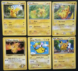 Flying Pikachu Secret Rare + Lt Surge Pikachu WOTC Pokemon Card Lot (6) TCG - Image 2