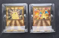 Pokemon Celebrations Gold Metal Charizard & Pikachu Cards 25th Anniversary Base - Image 1