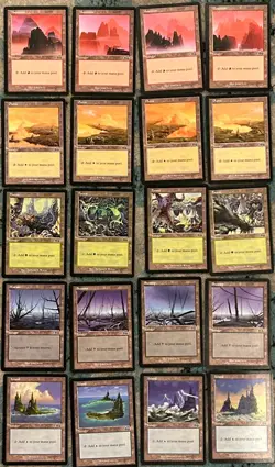 MTG-Urza’s Saga Basic Land Cards Complete Set - Lot of 20 - 1998 different art - Image 1