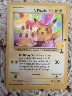 Birthday Pikachu #24 Celebrations Holo Pokemon NM - Image 1