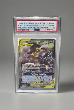 PSA 10 - 2019 POKEMON SM BLACK STAR PROMO #SM192 FULL ART/LUCARIO & MELMETAL GX - Image 1