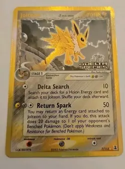 Pokemon TCG Jolteon #7/113 EX Delta Species Reverse Holo Rare Stamped 2005 VTG - Image 1
