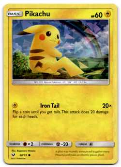 Pikachu 28/73 Cracked Ice Holo Promo Pokemon 2017 Shining Legends Deck MP - Image 1