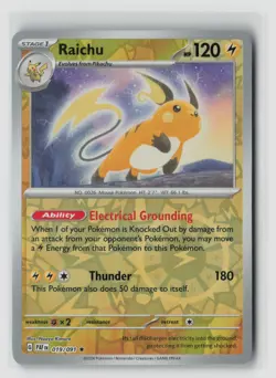 Raichu #019/091 Sv Paldean Fates Reverse Holo Rare Pokemon TCG NM - Image 1
