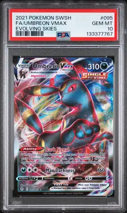 2021 POKEMON SWORD & SHIELD EVOLVING SKIES #095 FULL ART/UMBREON VMAX PSA 10 - Image 1