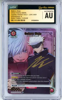 CGC Authentic Signed Kaiji Tang Union Arena Satoru Gojo UEX02BT/JJK-3-051 Foil - Image 1
