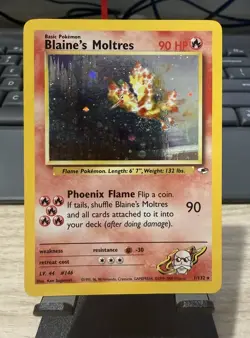 Pokemon Blaine's Moltres 1/132 Holo Rare Swirl - Image 1