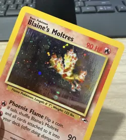 Pokemon Blaine's Moltres 1/132 Holo Rare Swirl - Image 3